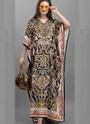 Black Colour Latest Fancy Casual Wear Japan Polyester Crepe Kaftan Style Kurti Collection 101